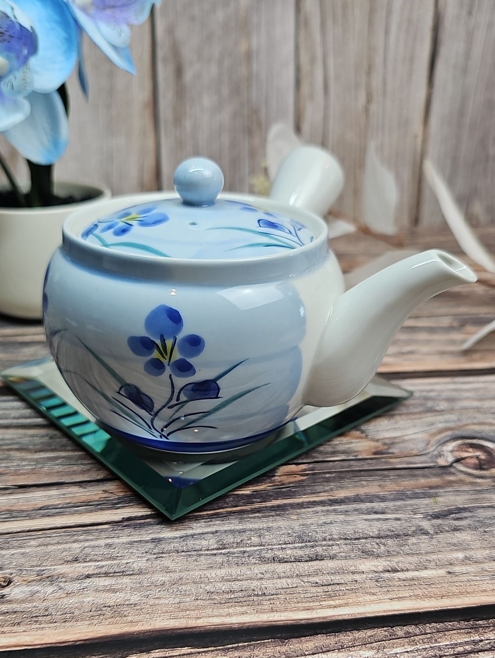 VINTAGE JAPANESE YOKODE KYUSU HAND PAINTED TEAPOT - Picture 6 of 12